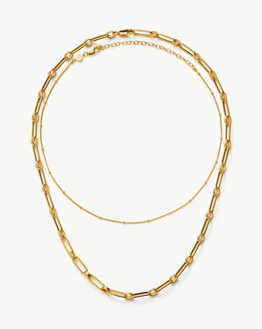 18k Gold Vermeil Chain Choker Necklace Set