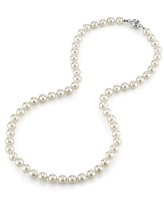 AA Plus White Akoya Pearl Necklace 6.5 to 7 Millimeters