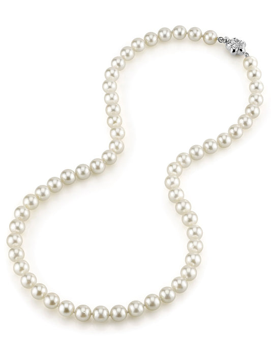 White Akoya Pearl Necklace in Hanadama Style