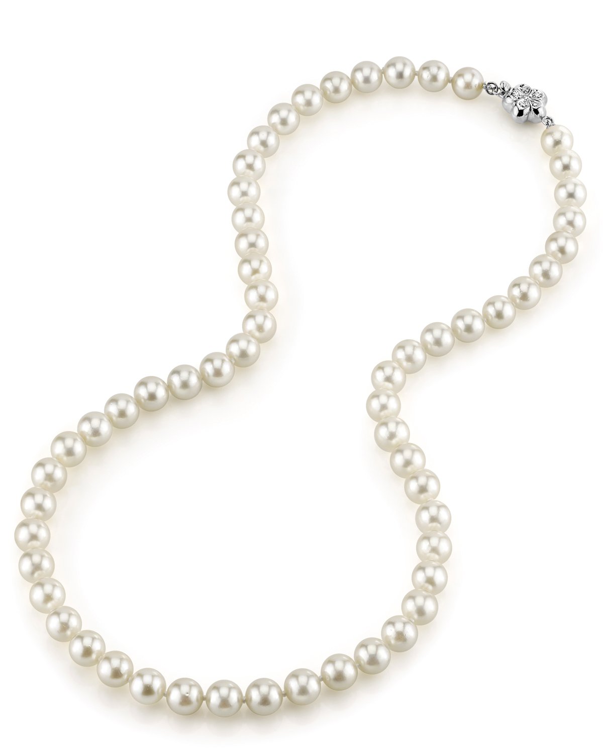 Akoya Pearl Necklace in White, 7.0-7.5mm Size