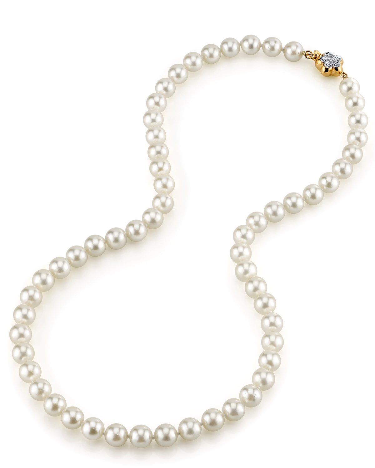 Akoya Pearl Necklace in White, 7.0-7.5mm Size