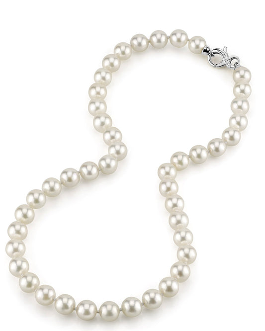 White Akoya Pearl Necklace in Quality AA Plus