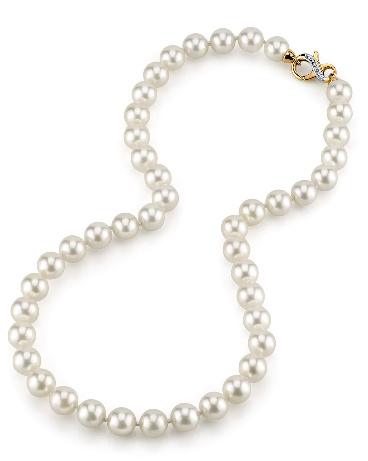 White Akoya Pearl Necklace in Quality AA Plus