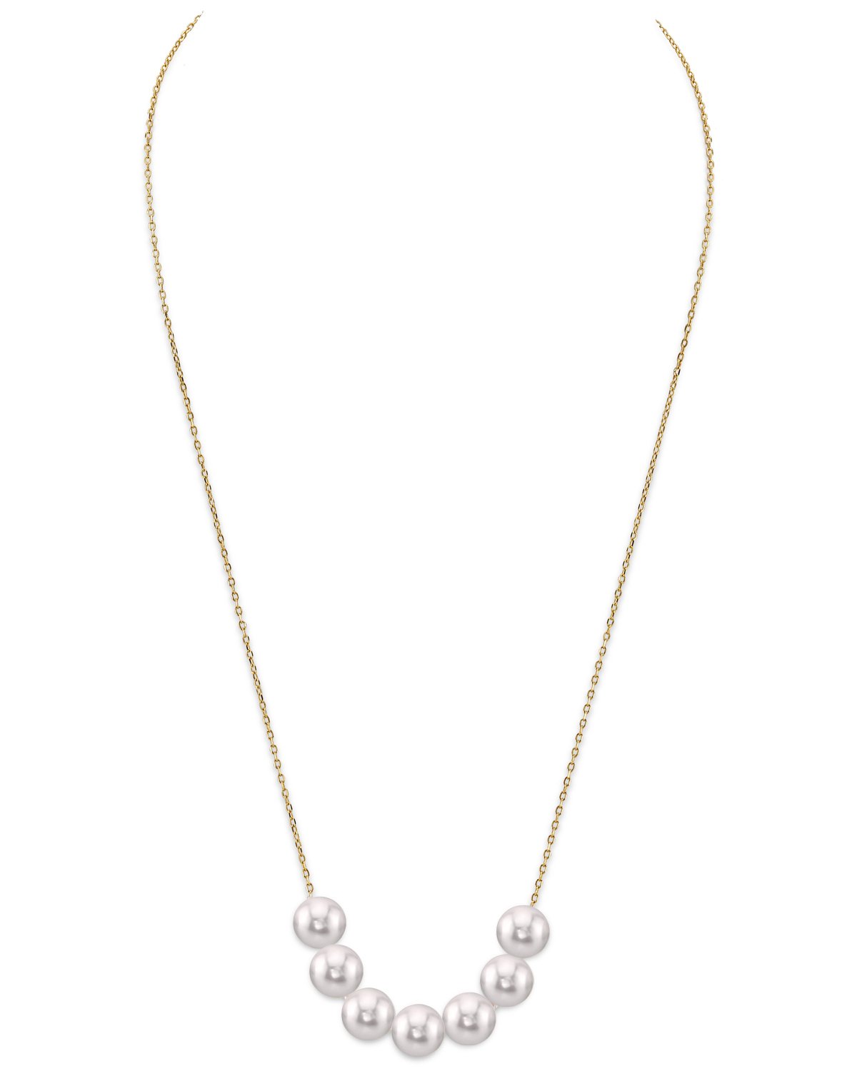 14K Gold Tin Cup Akoya Pearl Necklace