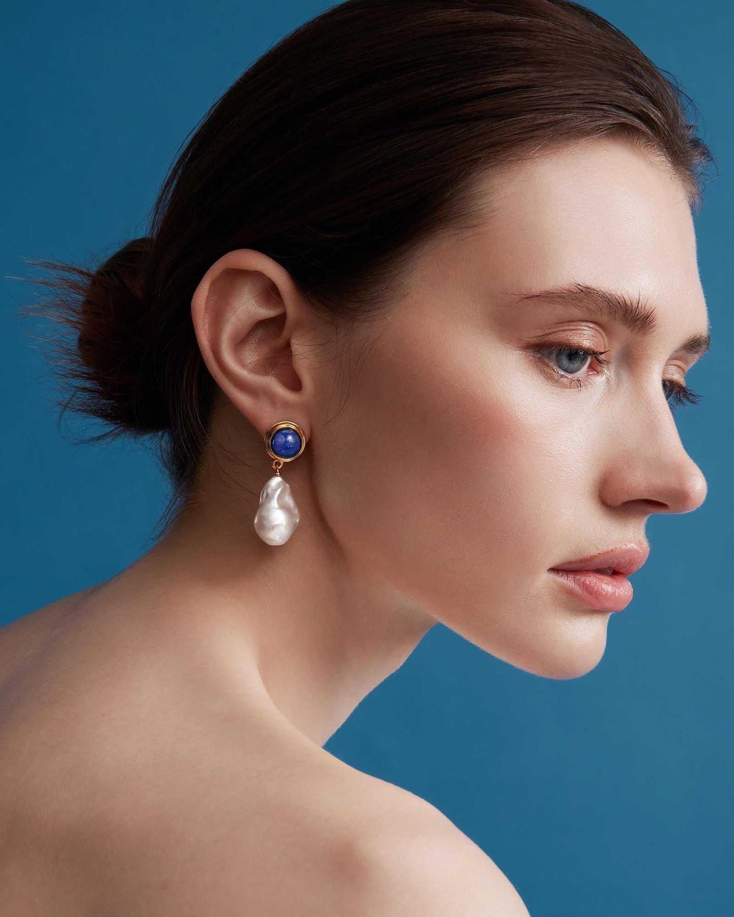 Baroque Pearl Earrings in Azure Glow