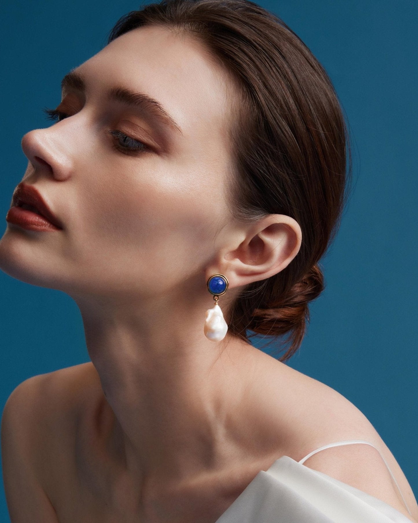 Baroque Pearl Earrings in Azure Glow