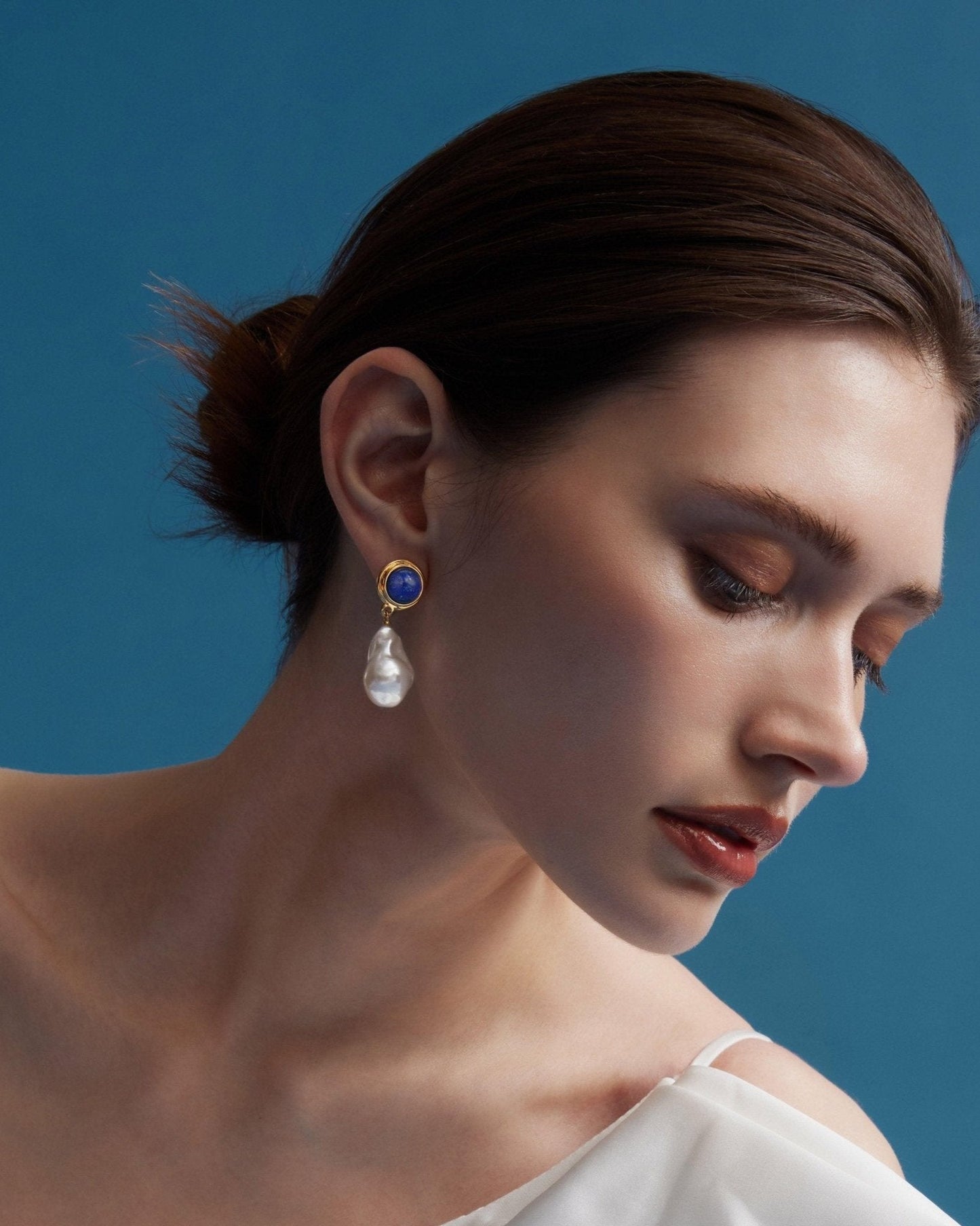 Baroque Pearl Earrings in Azure Glow