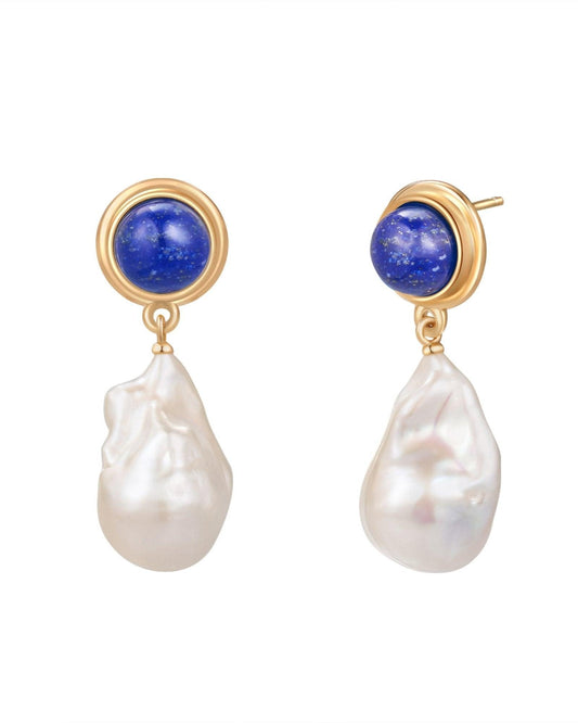 Baroque Pearl Earrings in Azure Glow