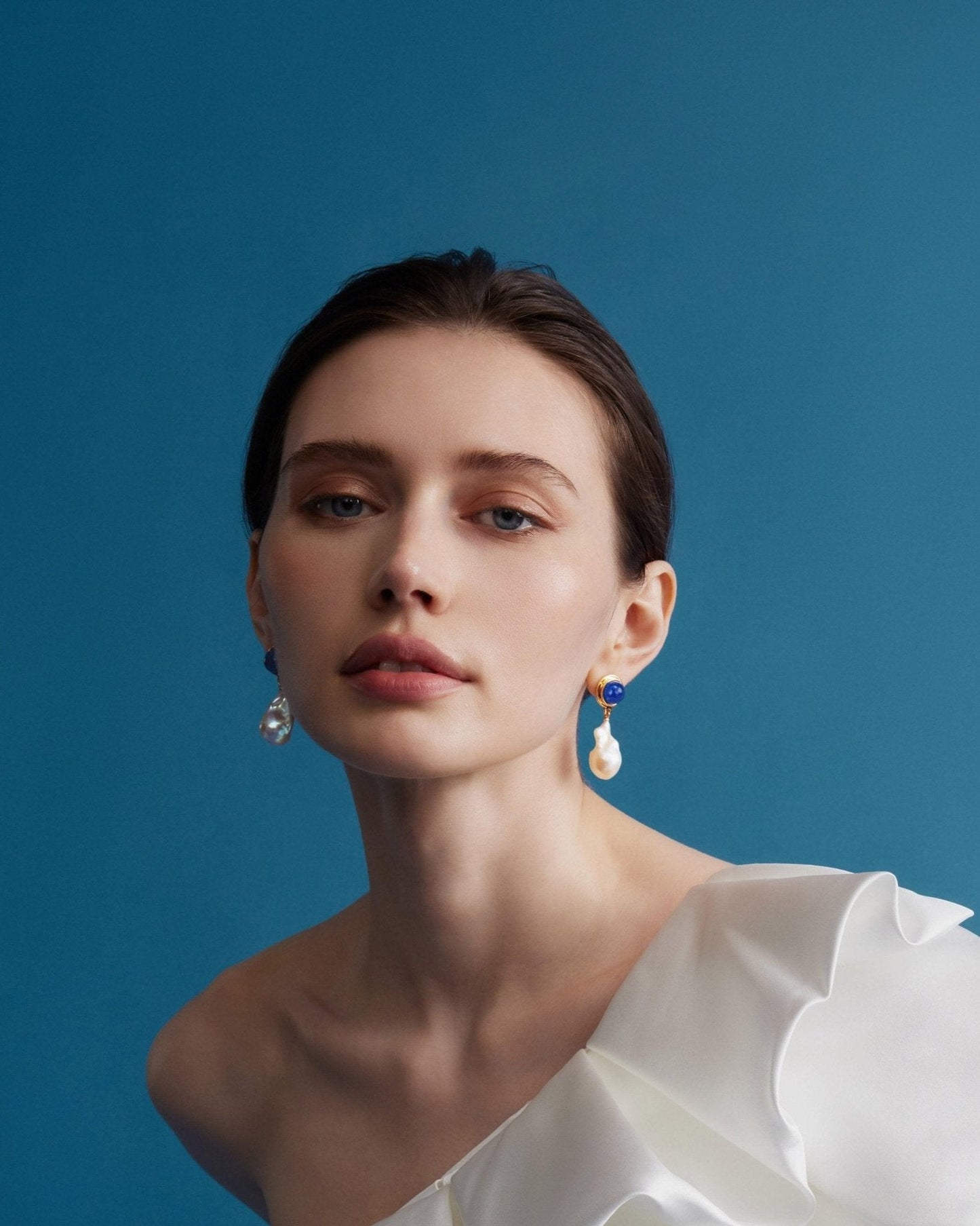 Baroque Pearl Earrings in Azure Glow