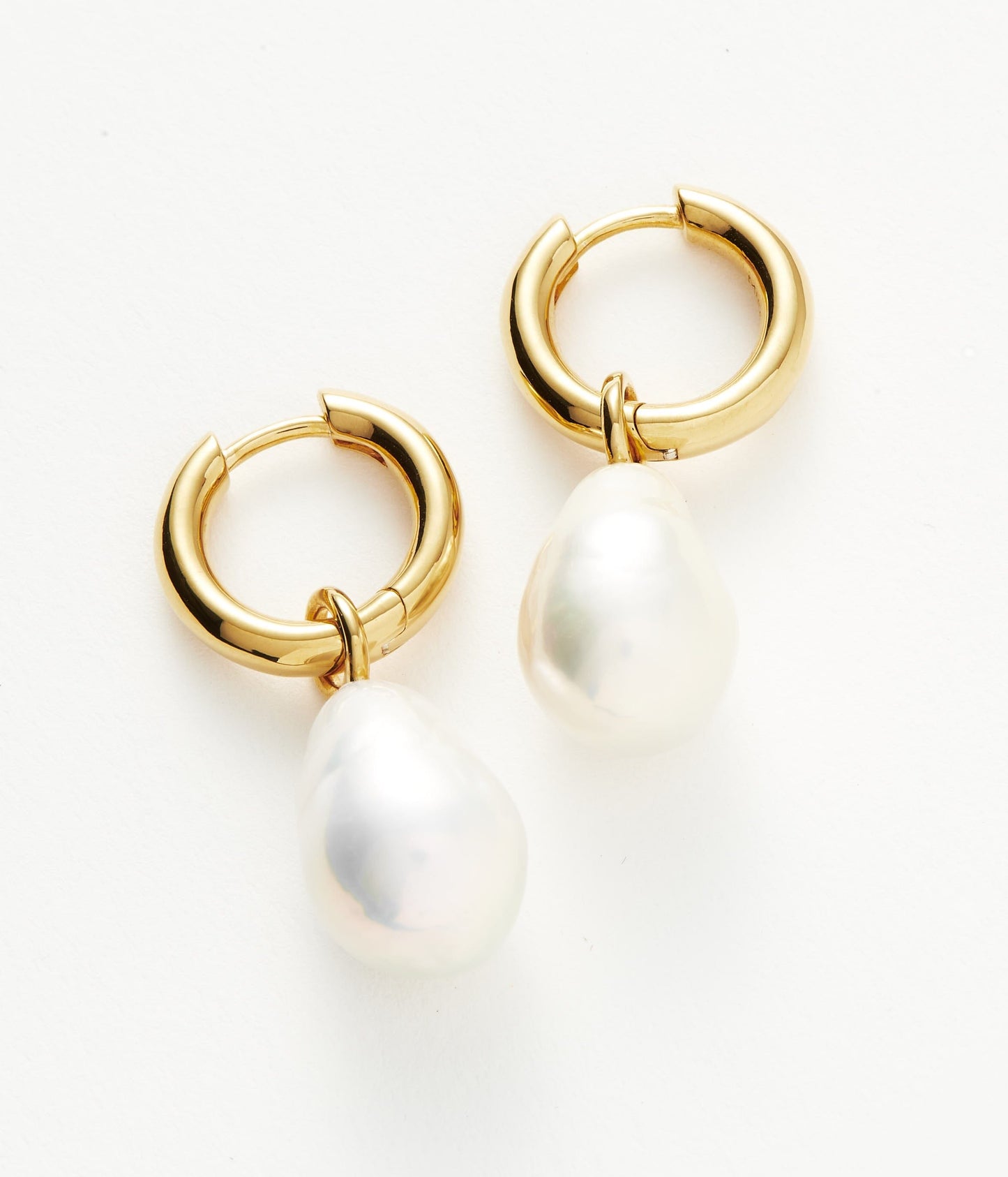 Baroque Pearl Drop Mini Hoop Earrings