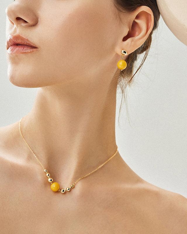 Amber Beeswax Dangle Earrings for Everyday Wear