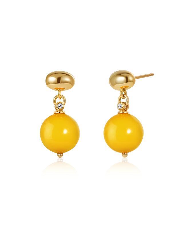 Amber Beeswax Dangle Earrings for Everyday Wear