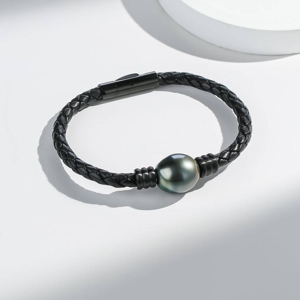 Tahitian Baroque Pearl Leather Bracelet 12 to 14mm