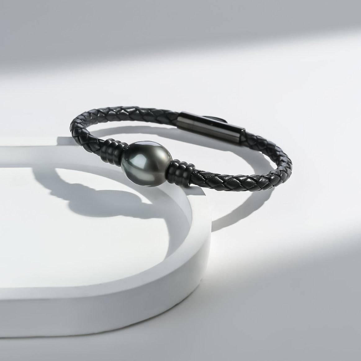 Tahitian Baroque Pearl Leather Bracelet 12 to 14mm