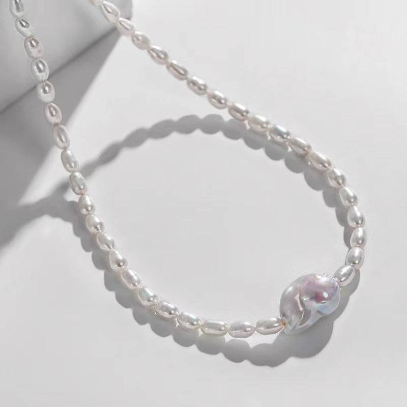 Baroque and Rice Pearl Necklace Bracelet Set