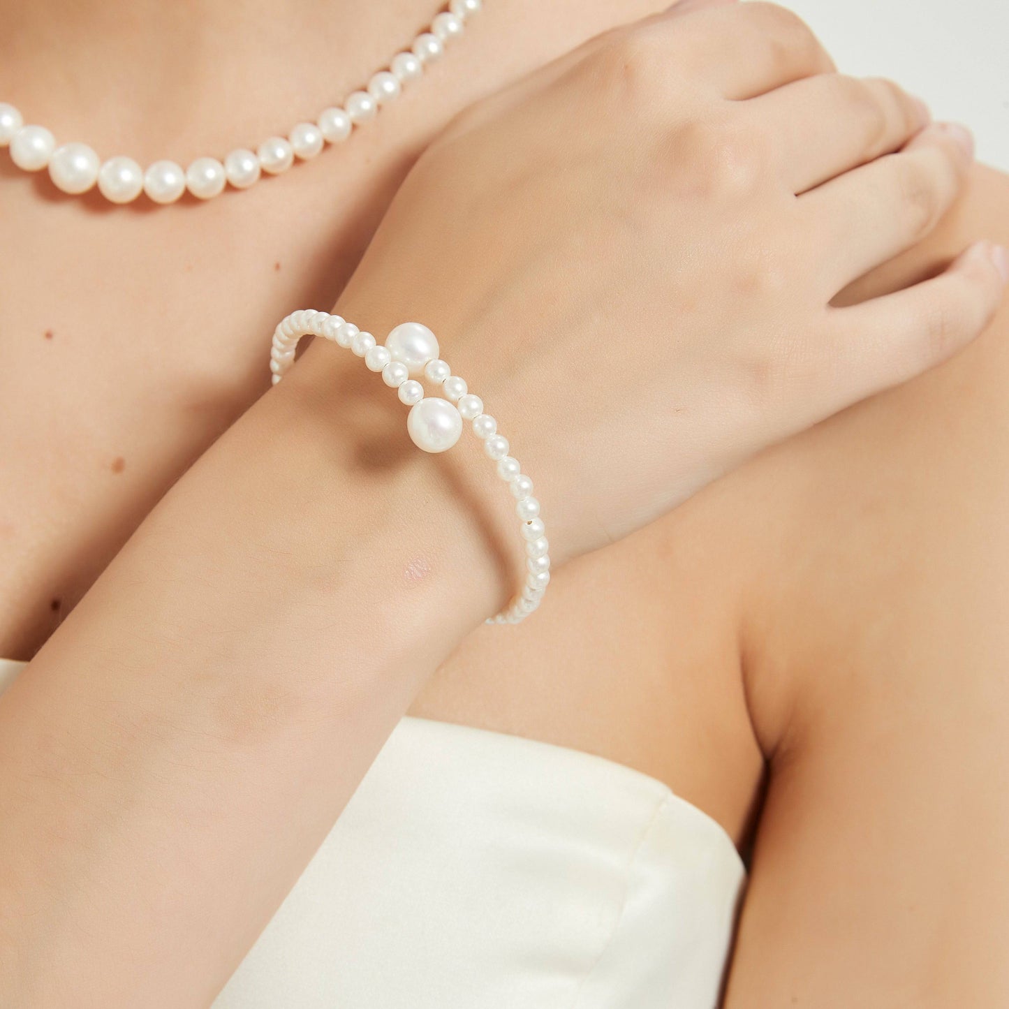 White Freshwater Pearl Eternal Embrace Bracelet