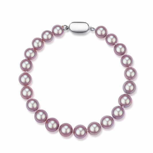 Purple Freshwater Pearl Bracelet in Silver