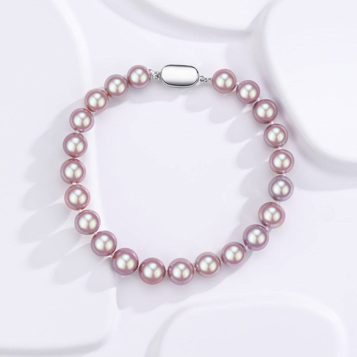 Purple Freshwater Pearl Bracelet in Silver