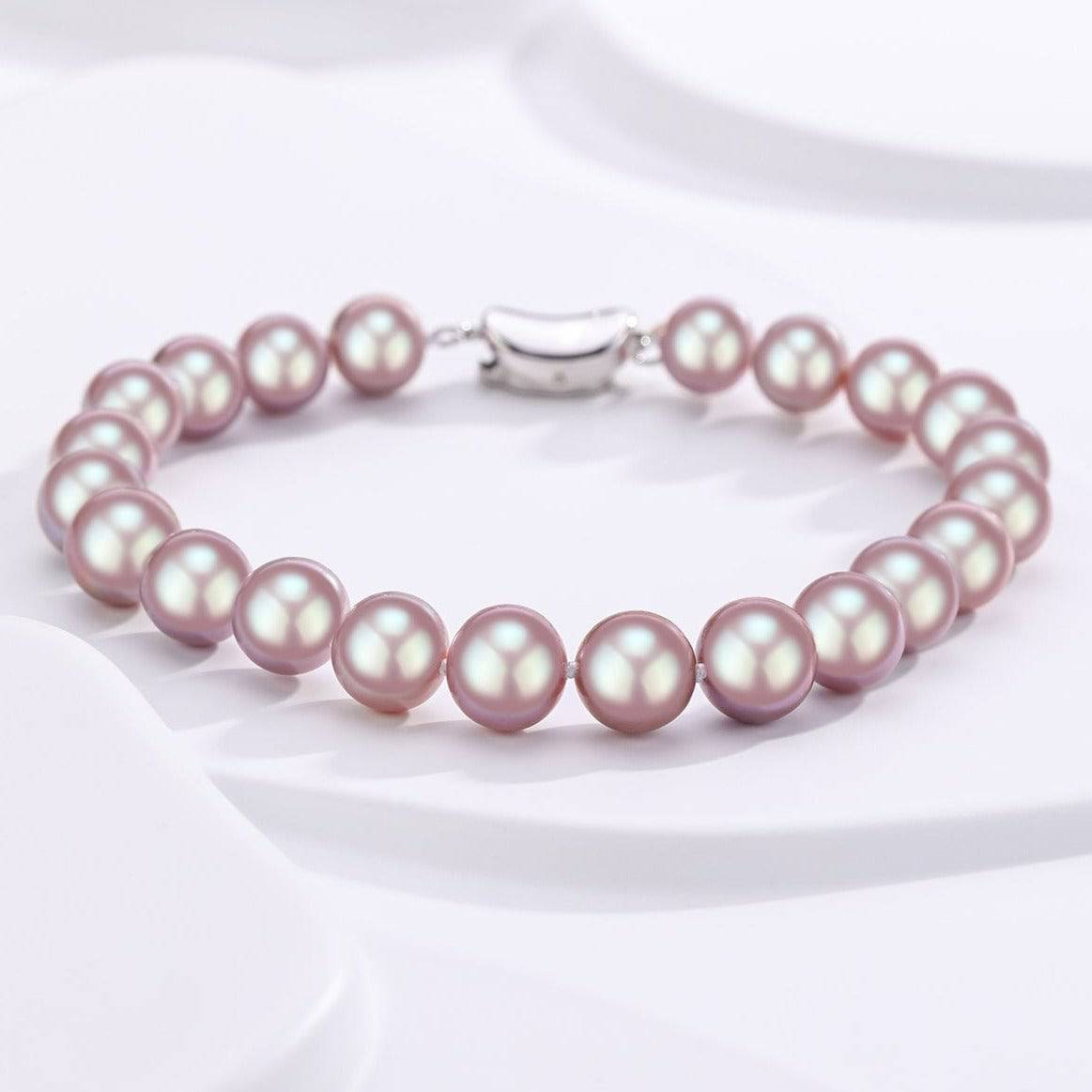 Purple Freshwater Pearl Bracelet in Silver