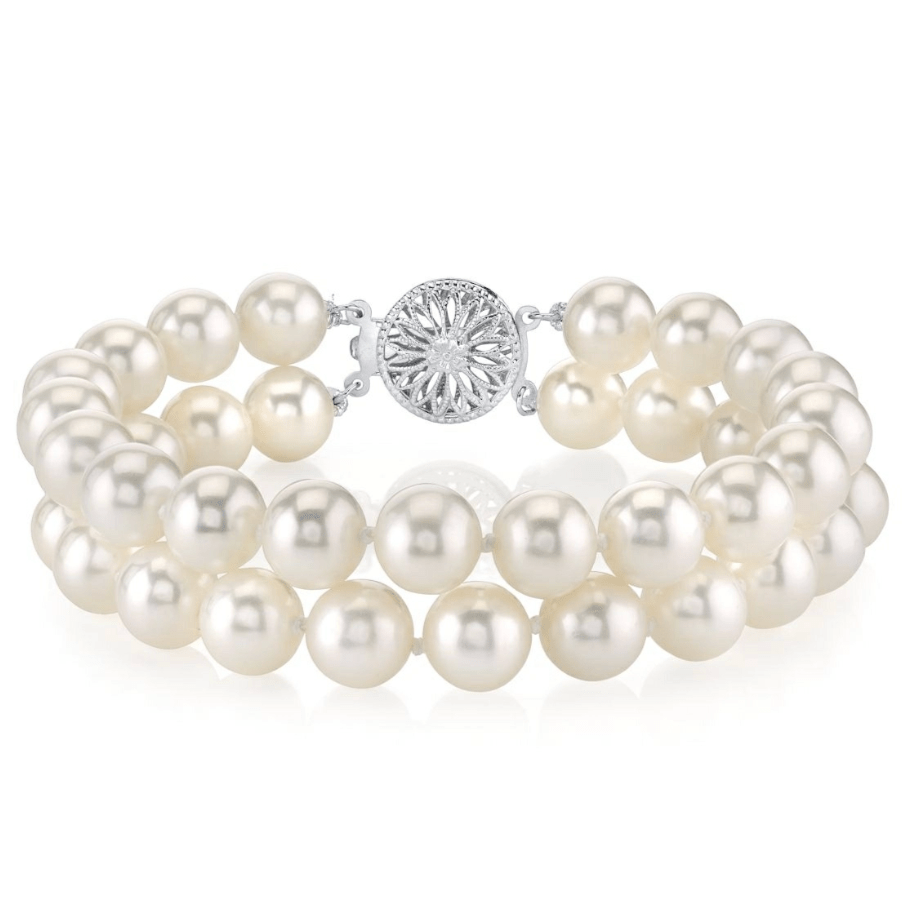 Double White Freshwater Pearl Bracelet 7.5-8.0mm