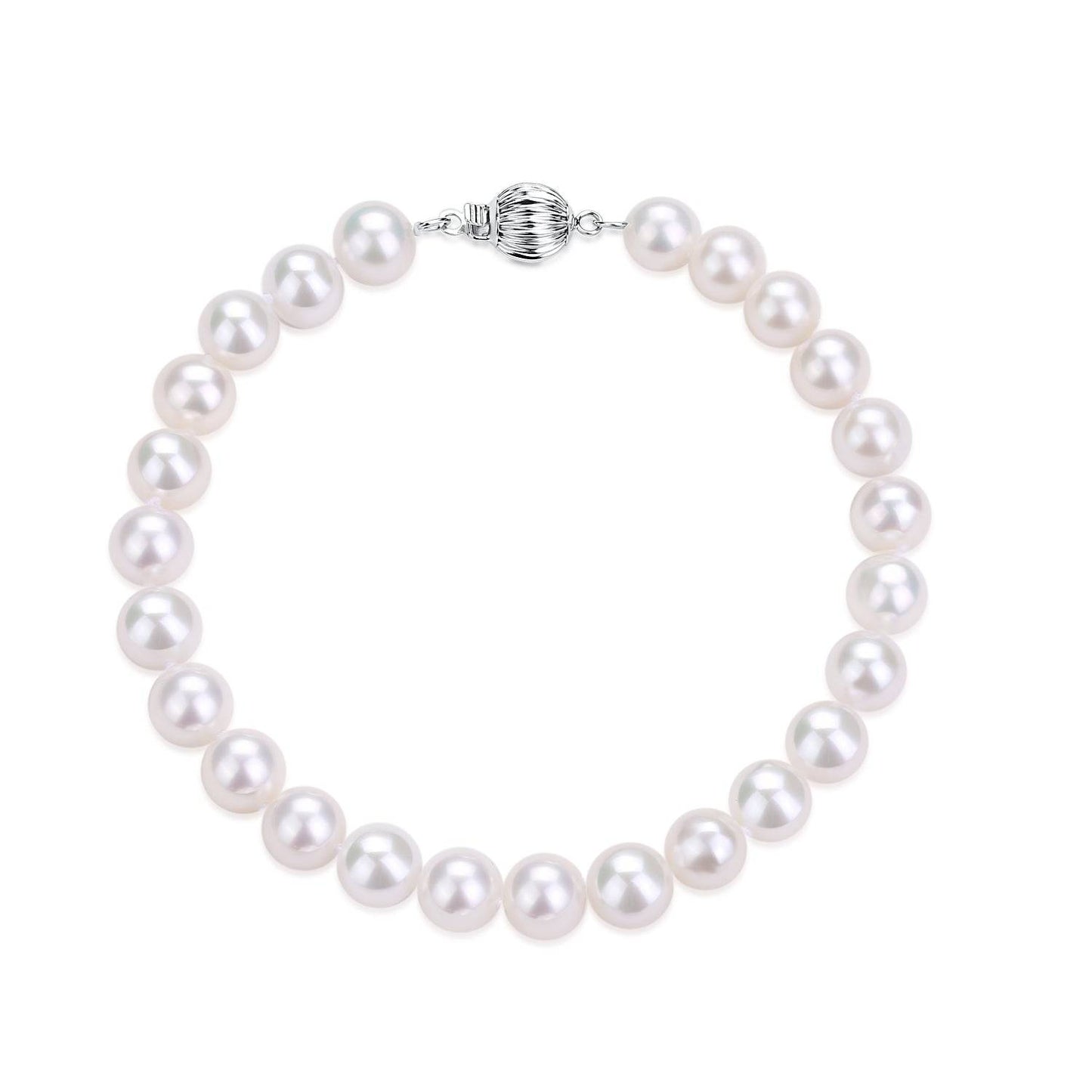 White Freshwater Pearl Bracelet in 7.5 to 8.0mm Size