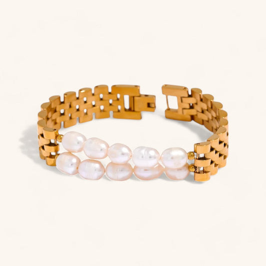 Pearl Cuban Link Chain Bracelet