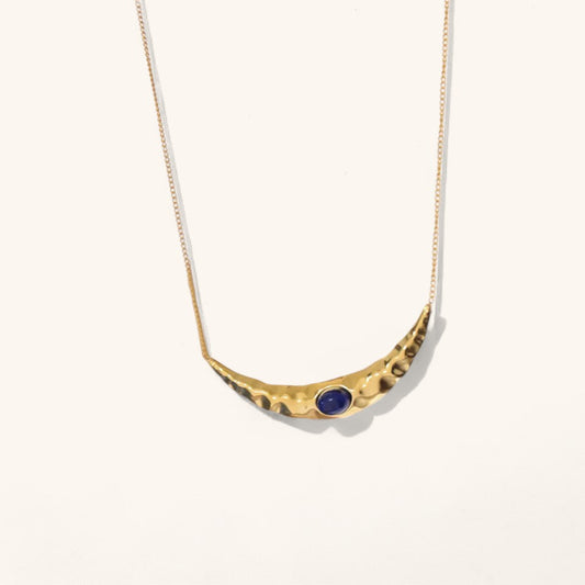 Lapis Moon Pendant in Gold Design