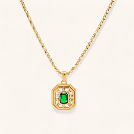 Cubic Zirconia Pendant Necklace in Green