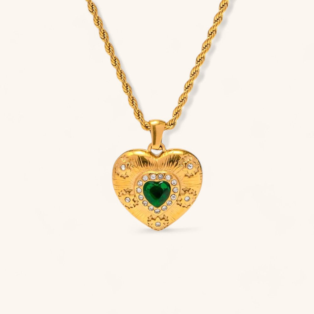 Vintage Heart Shaped Zircon Necklace