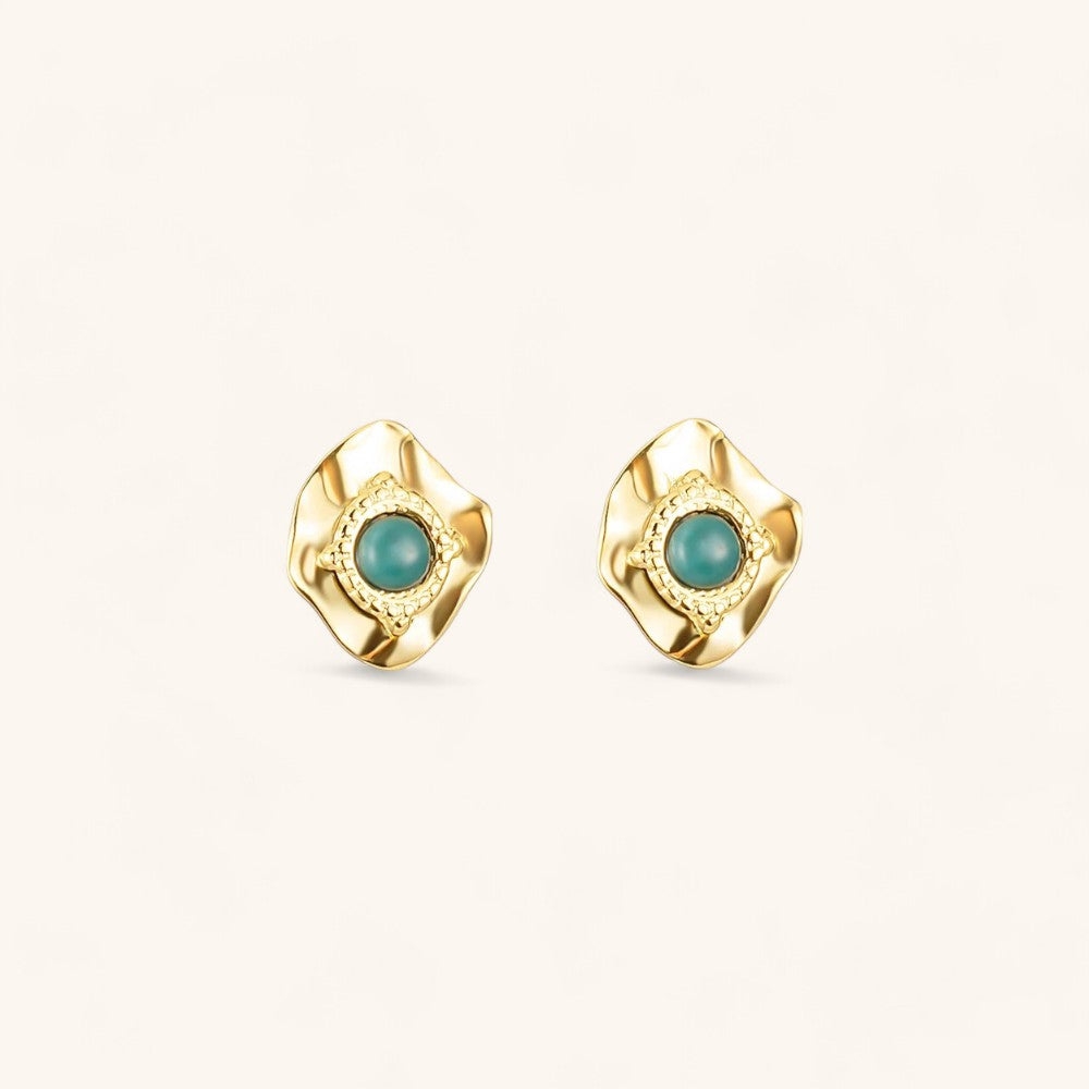 Irregular Spiked Stud Earrings in Gold Plated Finish