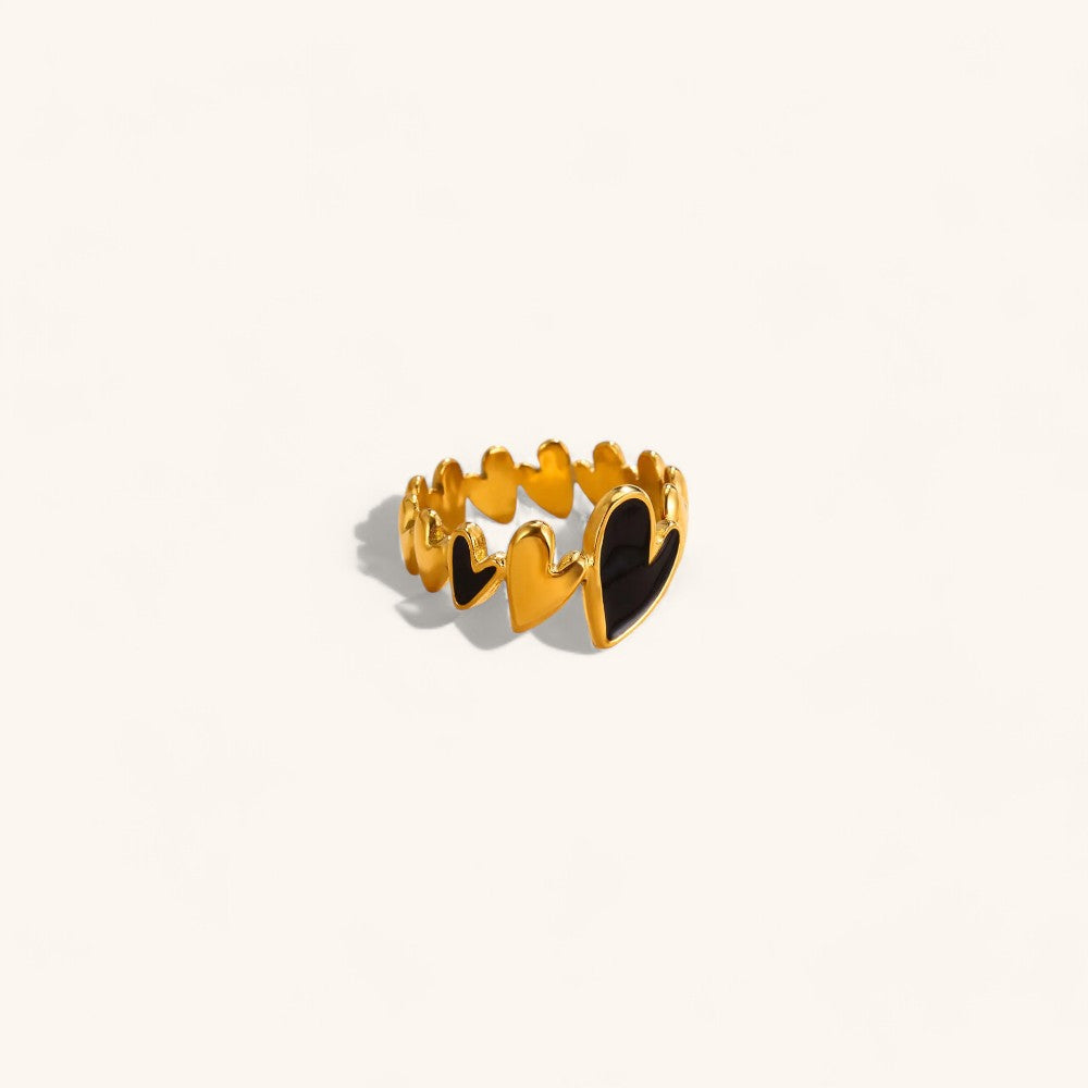 Gold Heart Star Design Ring