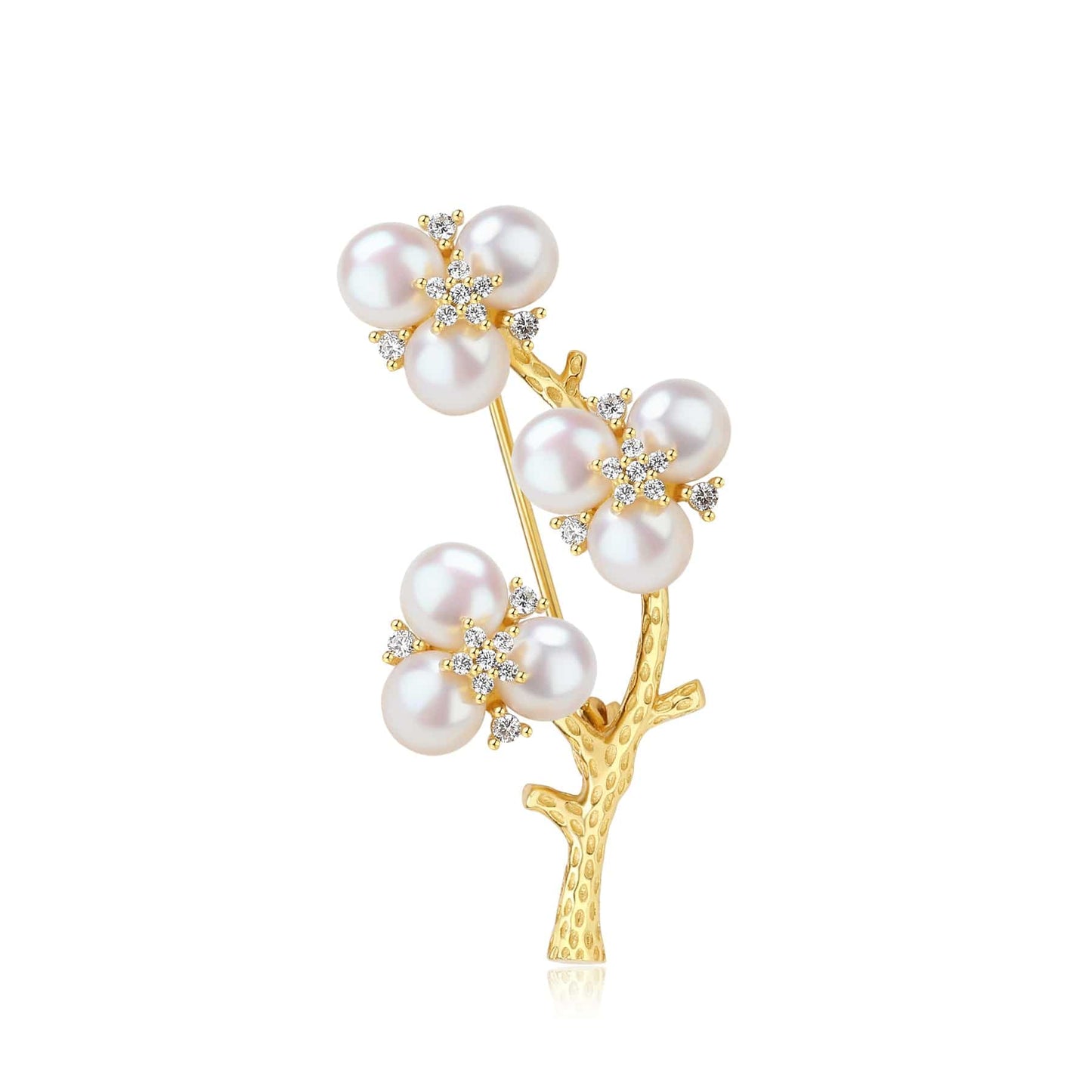 Freshwater Pearls Flower Design Brooch