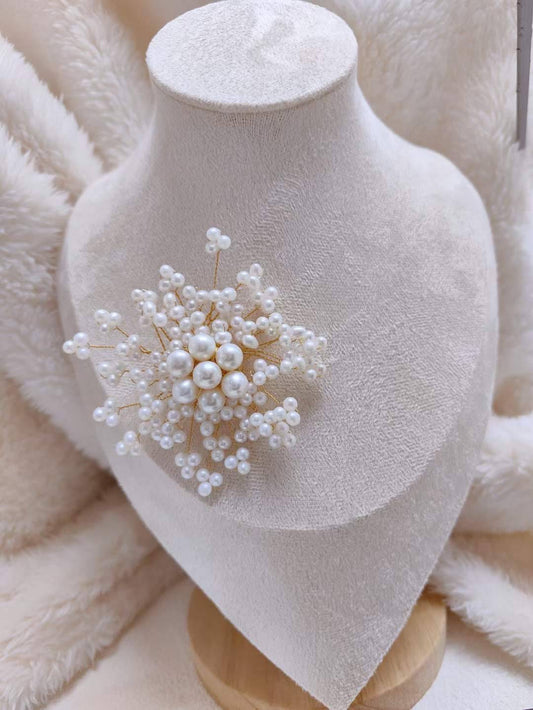 Freshwater Pearl Flower Blossom Brooch