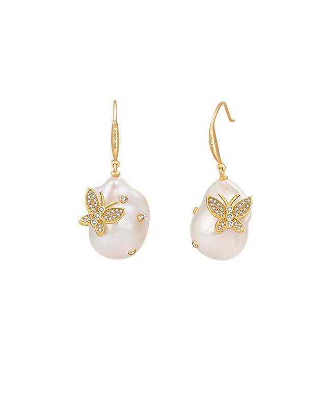 Baroque Pearl Butterfly Earrings