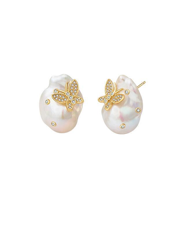 Baroque Pearl Butterfly Earrings