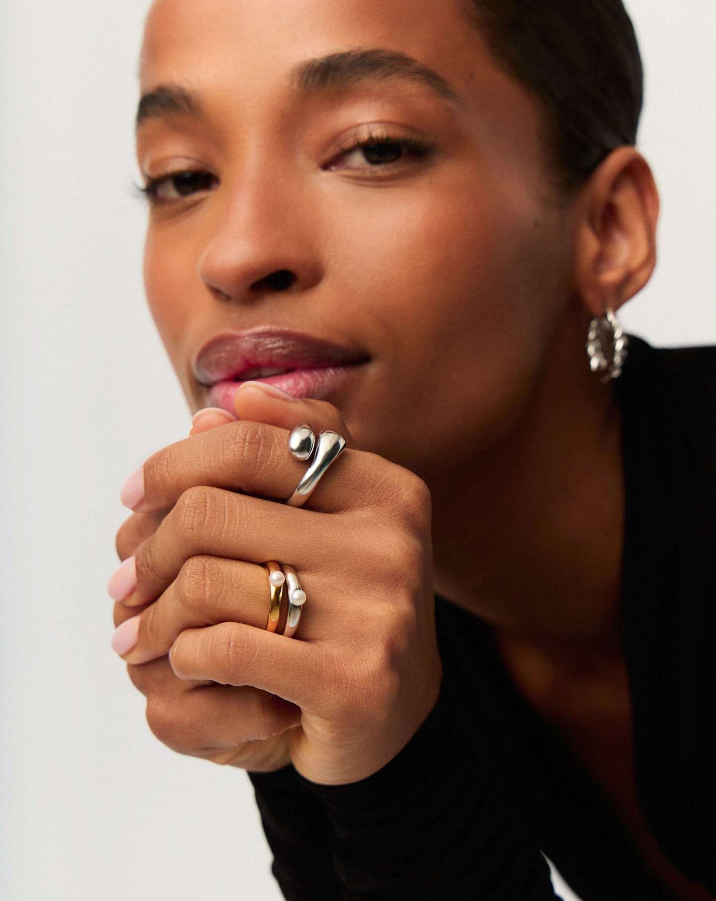 Classic Stacking Ring in Sterling Silver with Pearls