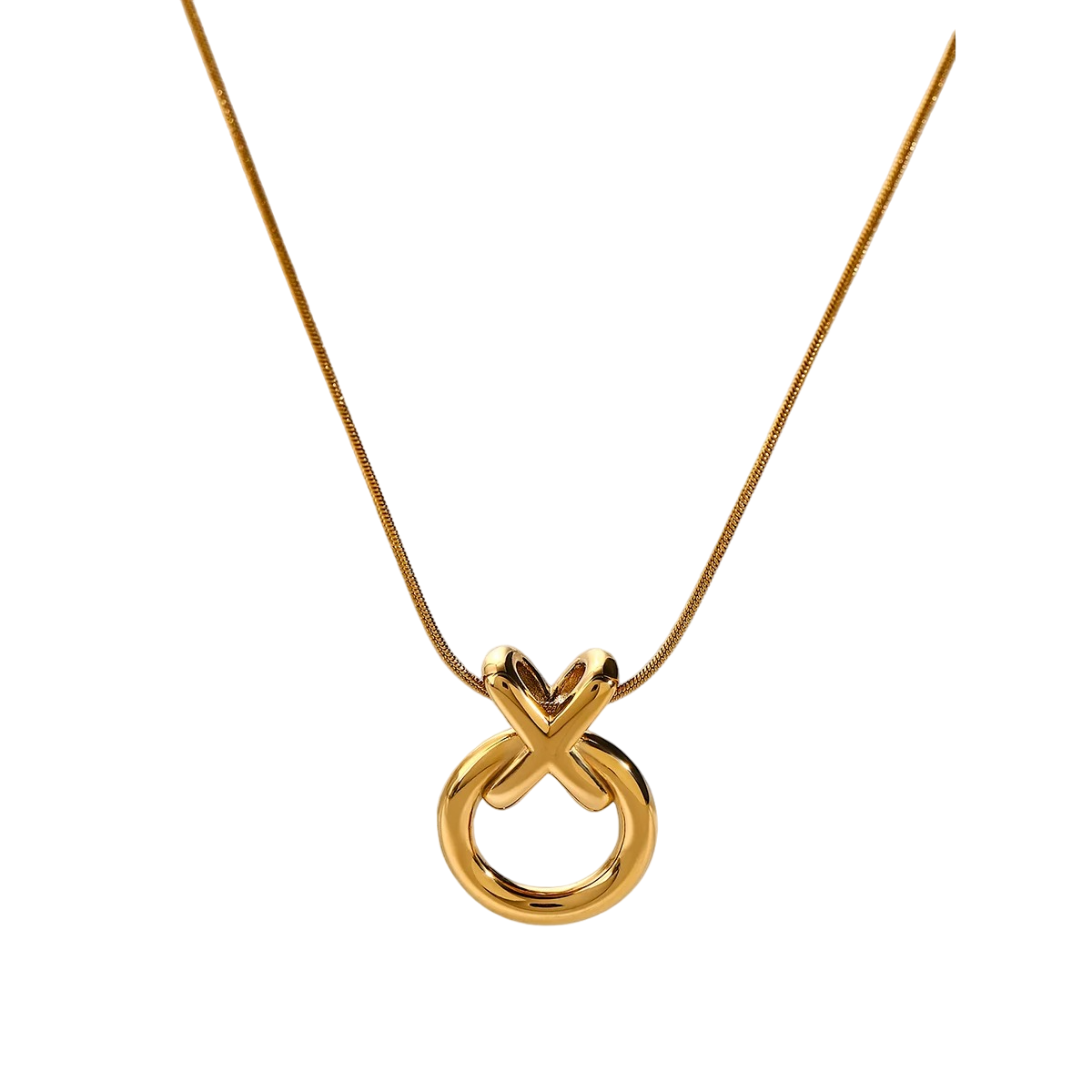 Gold Hollow Charm Pendant Necklace