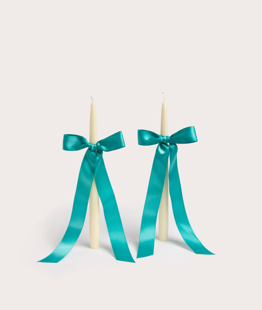 Elegant Taper Candles with Satin Bows