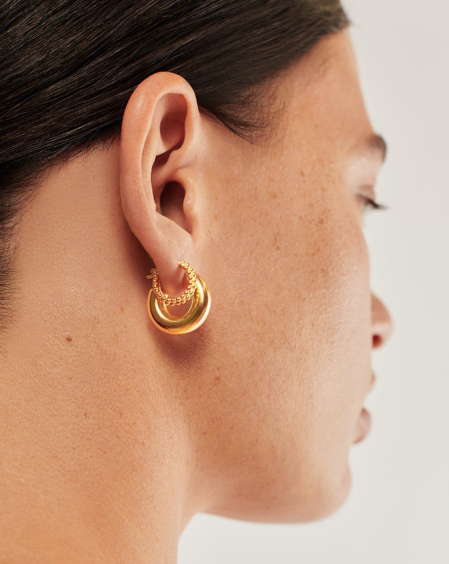 18k Gold Vermeil Hoop Earring Set