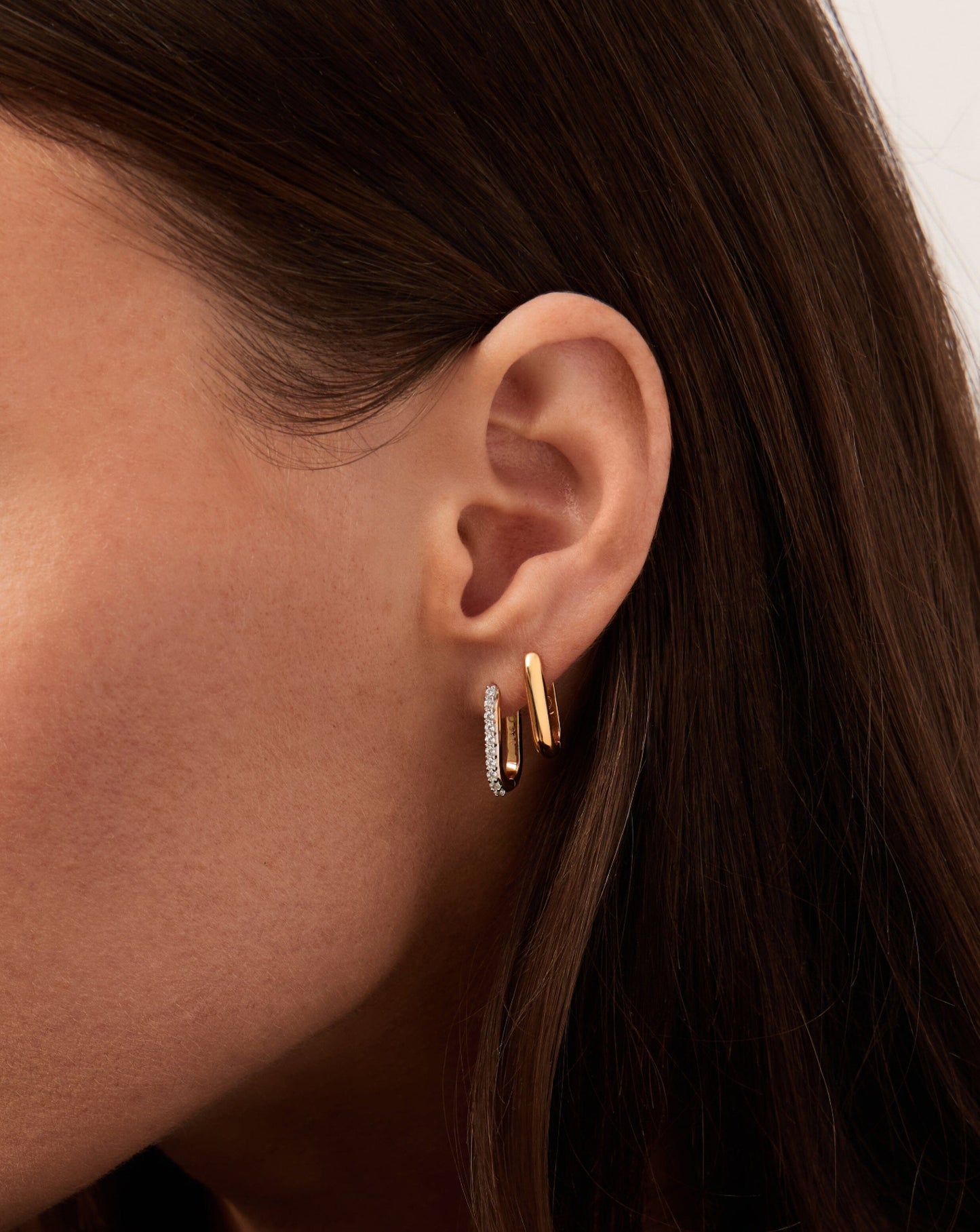 Ovate Hoop Earrings in 18k Gold Vermeil and Silver