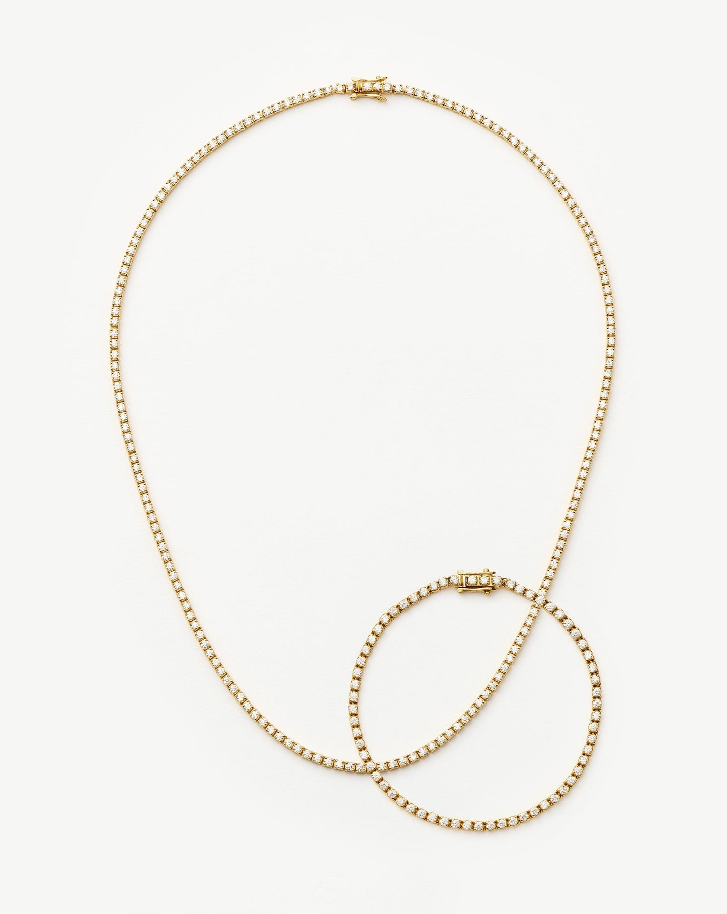 18k Gold Vermeil Tennis Necklace and Bracelet Set