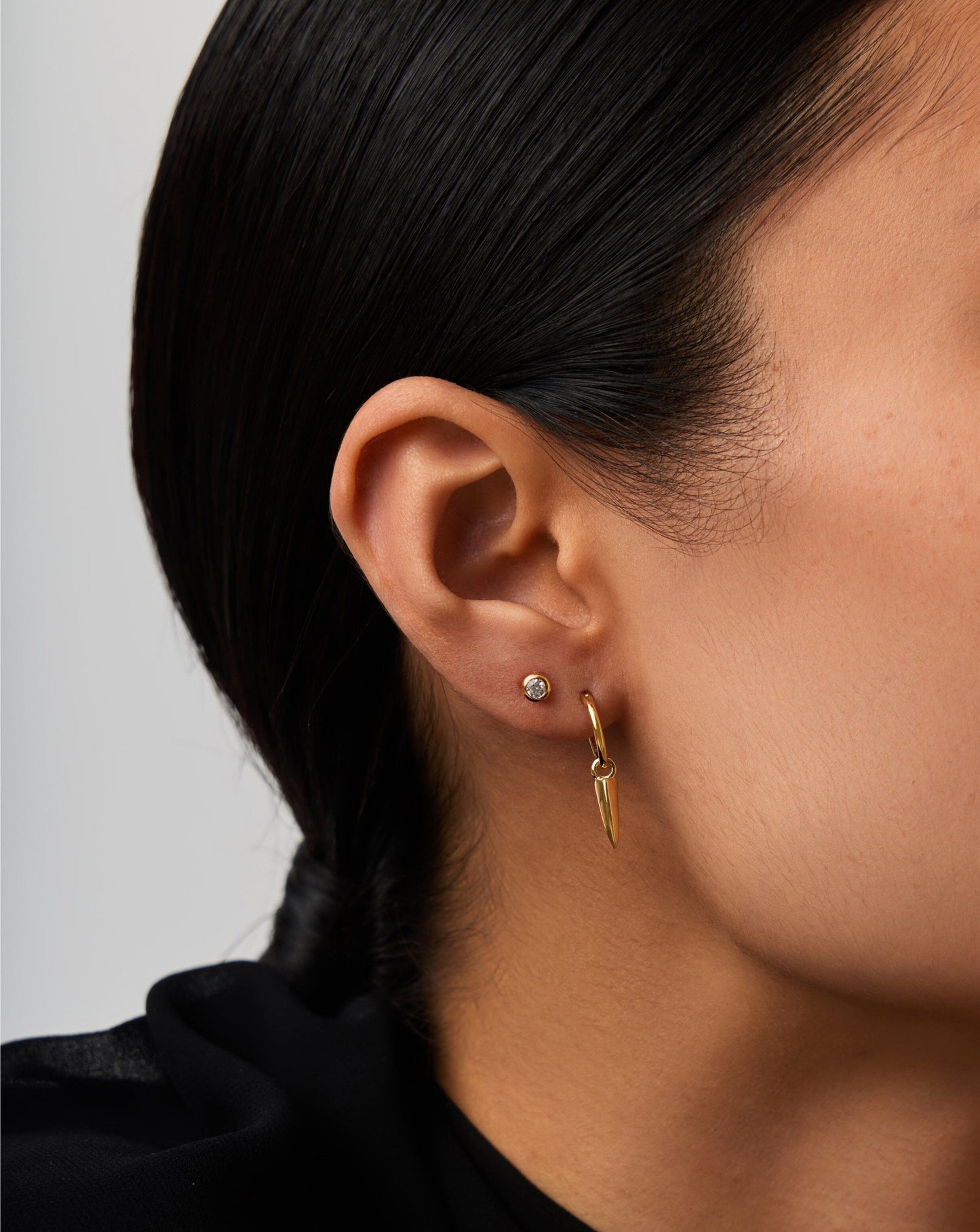 Gold Vermeil Claw Hoop and Stud Earrings Set