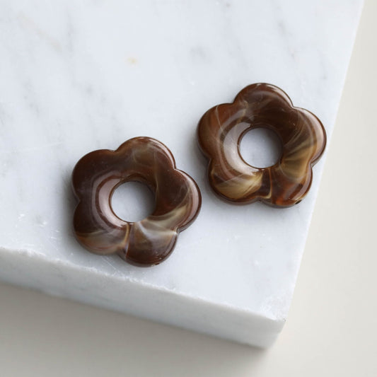 Resin Beads with Coffee Flower Design