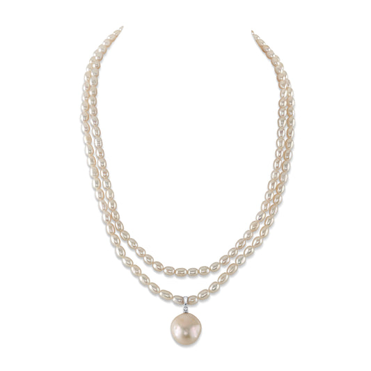 Double Strand White Freshwater Pearl Necklace 4.5-5.0mm