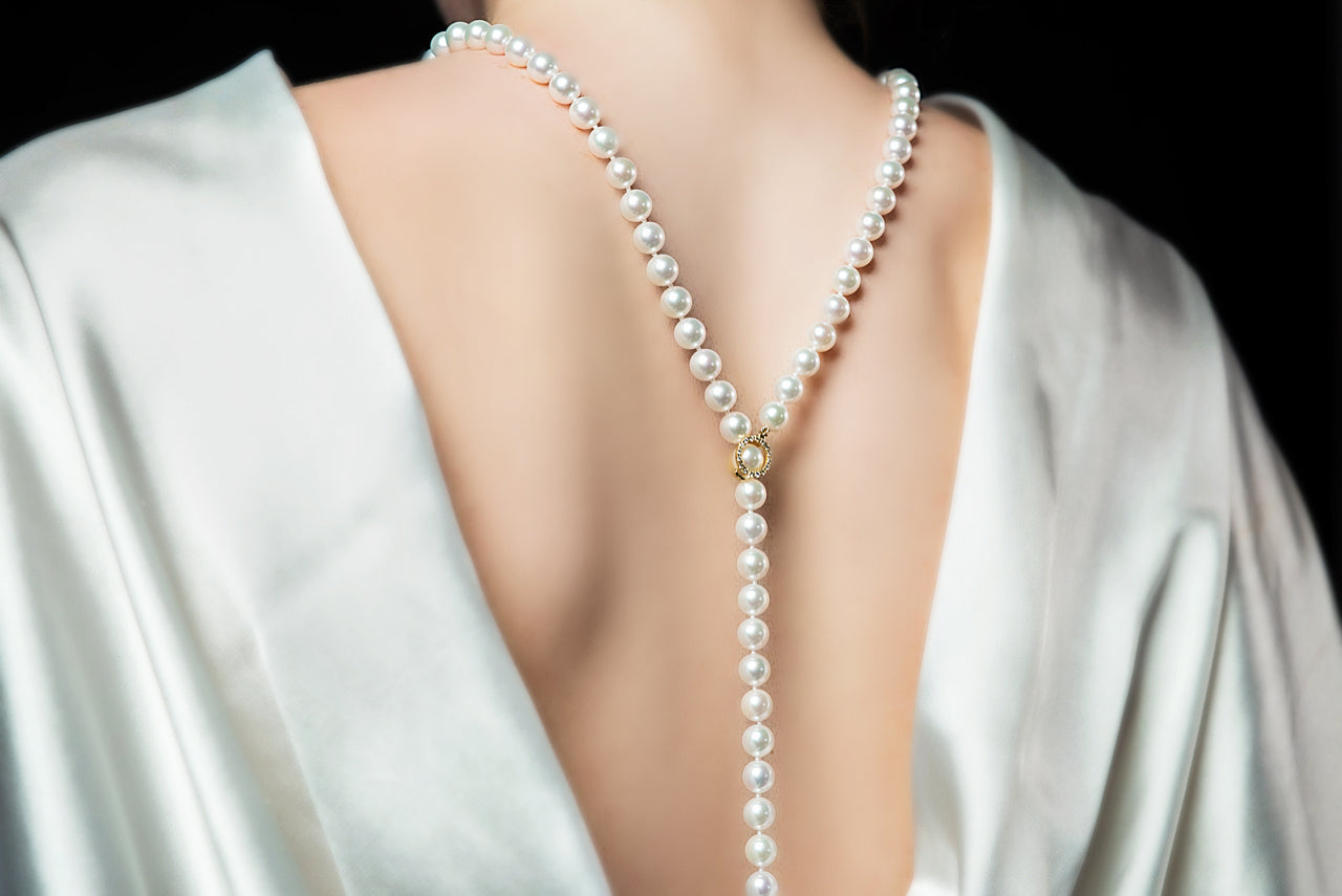 Adjustable White Freshwater Pearl Y-Shape Necklace