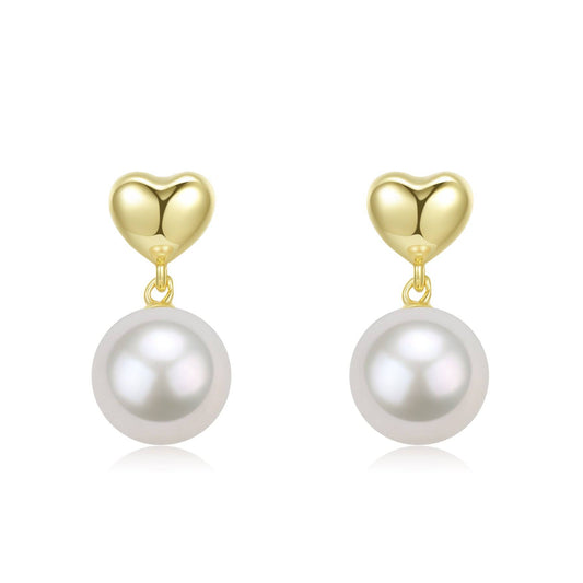 Heart Shaped Freshwater Pearl Stud Earrings