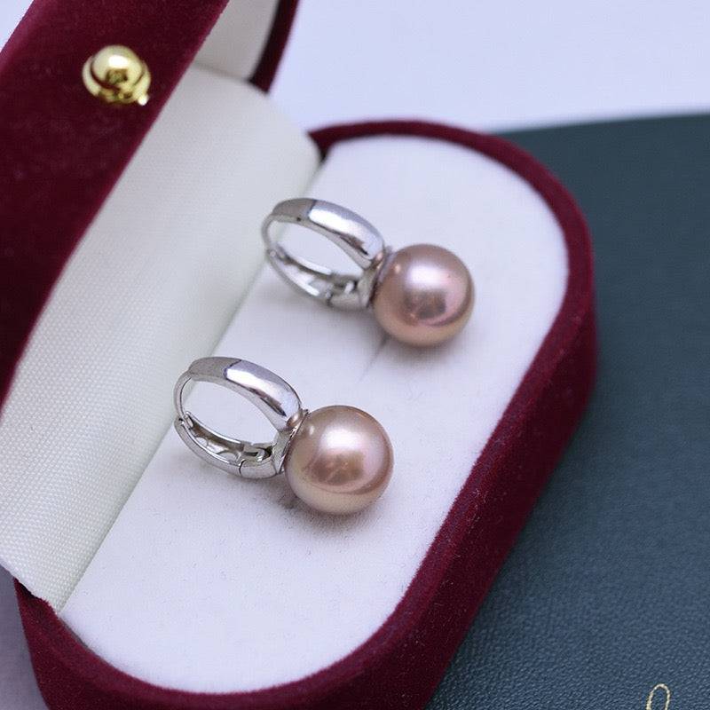 Purple Freshwater Pearl Classic Hoop Earrings