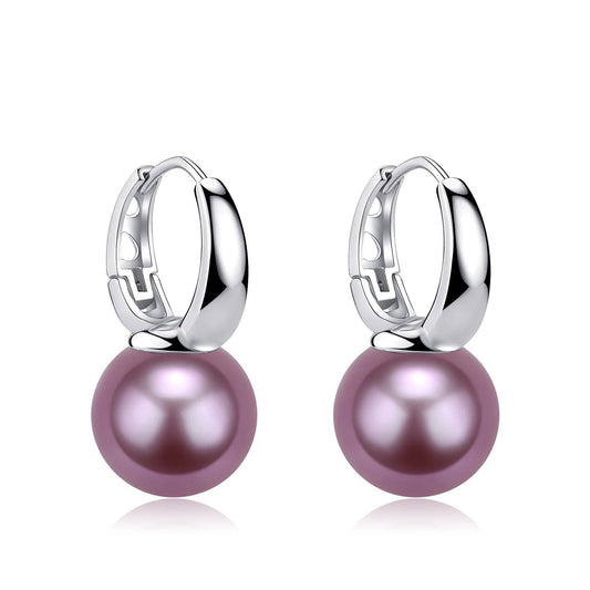 Purple Freshwater Pearl Classic Hoop Earrings