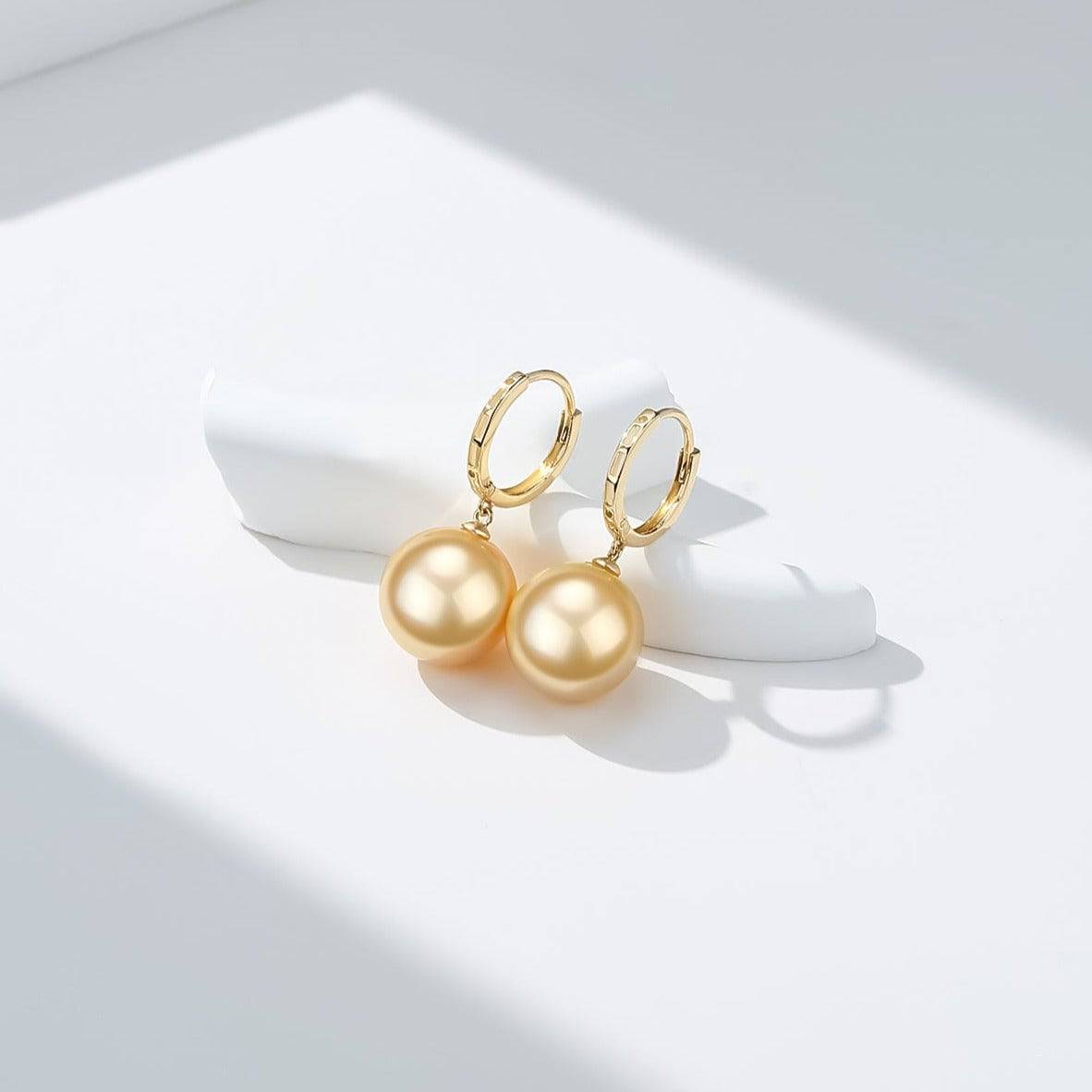 Gold South Sea Pearl Daisy Design Earrings