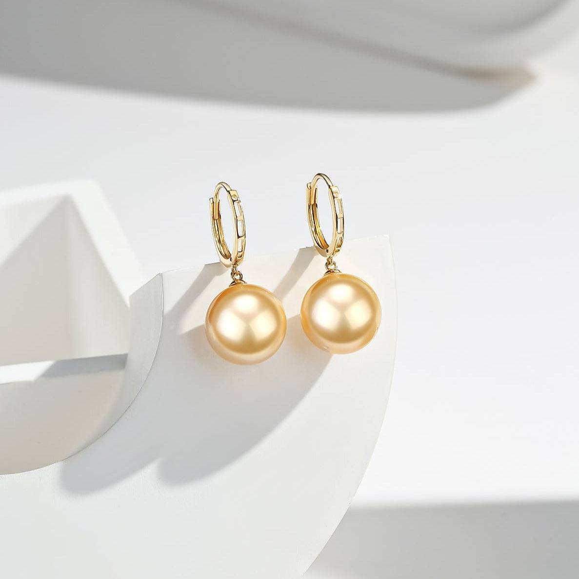 Gold South Sea Pearl Daisy Design Earrings